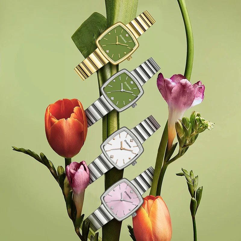 2025 Hot Brand Stainless Steel Strap Watch Women Luxury Gift Quartz Wristwatch Student Fashion Simple Square Quartz Watches