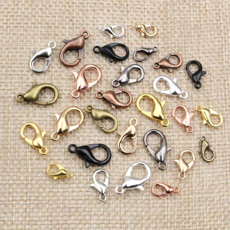 10x5mm/12*6mm 50pcs/lot  9 Colors Plated Fashion Jewelry Findings,Alloy Lobster Clasp Hooks for Necklace&Bracelet Chain DIY