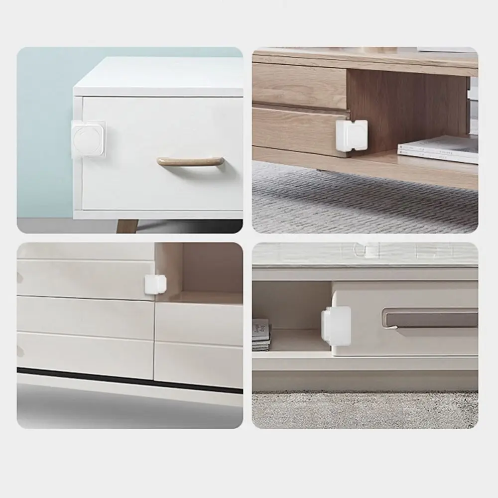 Durable Multi-function Drawer Anti Opening Lock White Plastic Safety Lock Adhesive Anti-pinch Children Protector Wardrobe Door