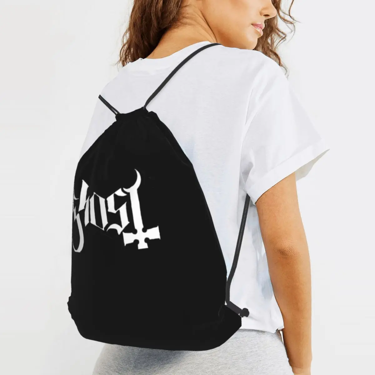 Rock Band Ghost BC Backpacks Fashion Drawstring Bags Storage Bag Book Bags for Travel Students