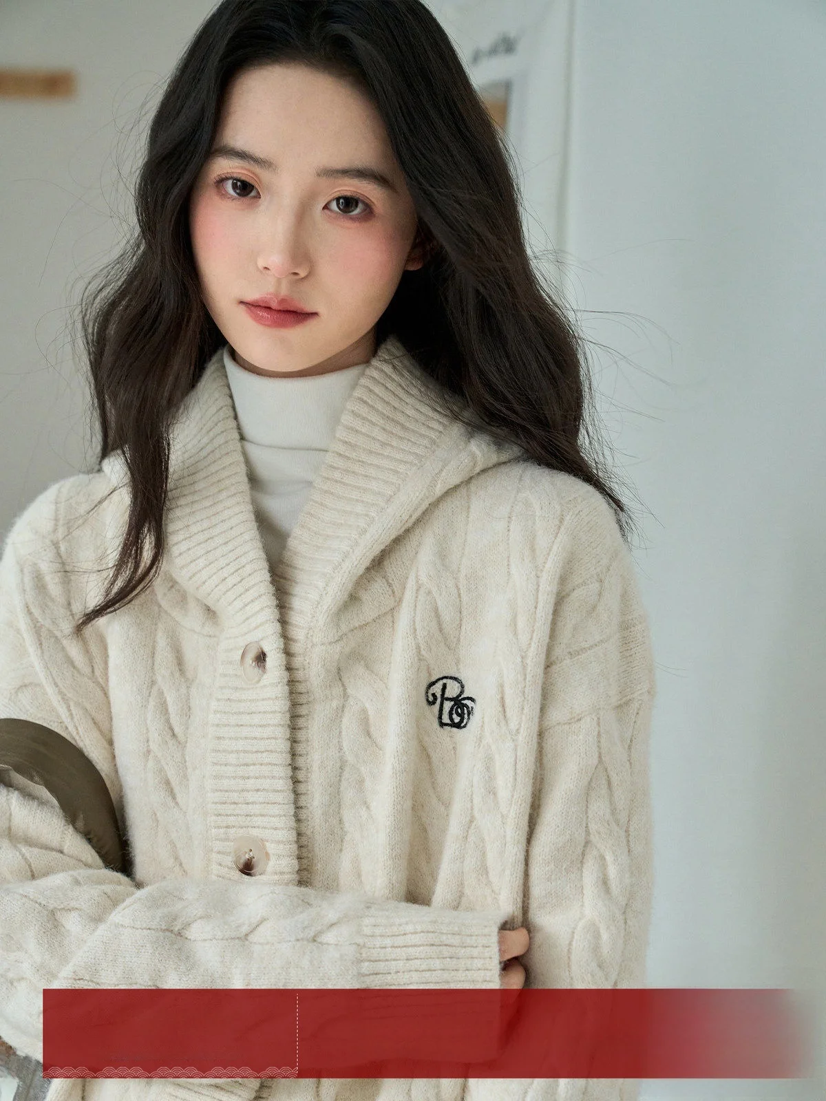 

Вязаный кардиган MoZao Lazy Sle светло-бежевого цвета, женский, зимний, свободный, стройнящий, с вышивкой, верхняя одежда