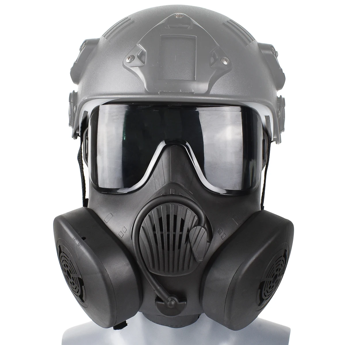 Military Tactical Full Face Masks Shooting Hunting Airsoft Paintball With Dual Fans Goggles Protective Combat Gas Mask