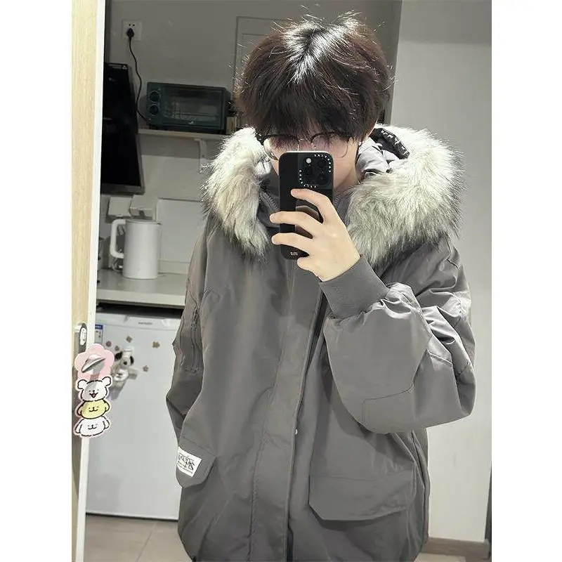 

Мужская утепленная зимняя парка с капюшоном, теплая хлопковая куртка в американском ретро-стиле, верхняя одежда для зимы