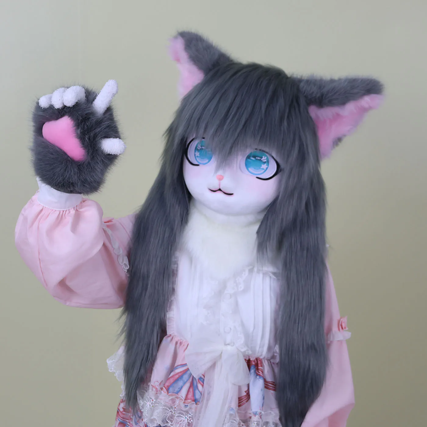 着ぐるみヘッドキグルミキグファー マスクコスプレコスチューム ファーヘッドベース 猫ウサギ人形 動物コスプレ ハロウィンコスチューム 子供用ギフト