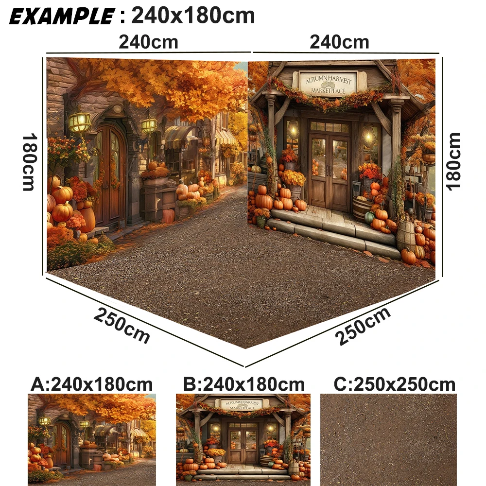 Mocsicka Autumn Street Photography Background Children Adult Photo Props Baby Birthday Autumn Farm Halloween Pumpkin Background