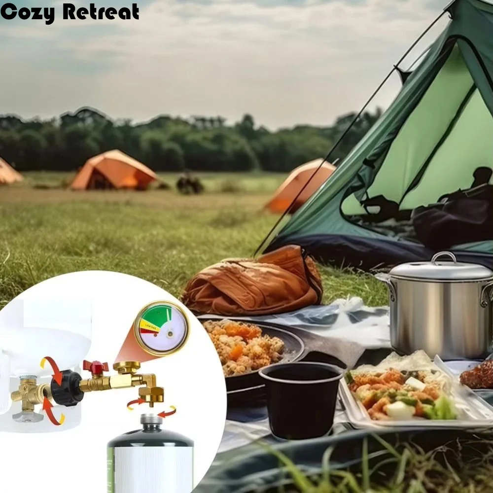 

Регулируемый взрывозащищенный латунный адаптер для заправки газовых баллонов с клапаном и манометром, угловой 90 градусов