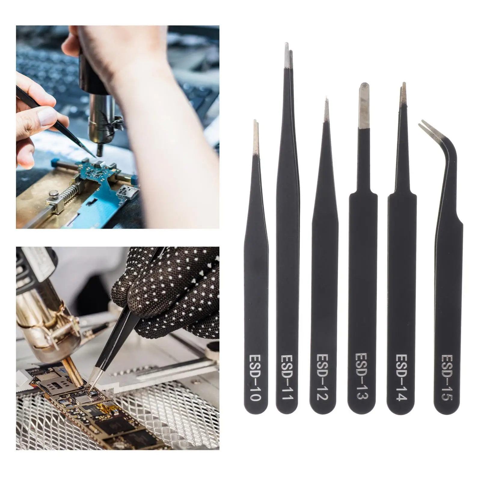6Pcs Precision Tweezer Tool Set with Storage Bag High Precision Eyebrow Tweezer Precision Tweezers Set for Crafting