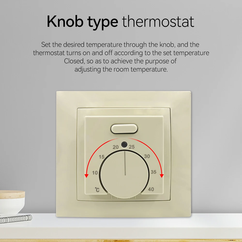 Minco Heat Room Flooring  Heating Thermostat 230V AC,50/60Hz 16A  Mechanical Manual Temperature Controller With External Sensor