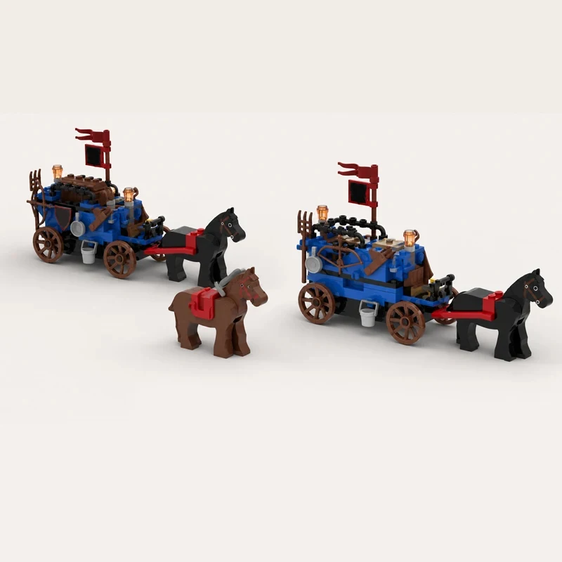 Medieval Castle Model MOC Building Bricks Carriage Transport Team Modular Technology Children Holiday Gifts Assemble Toys Suit