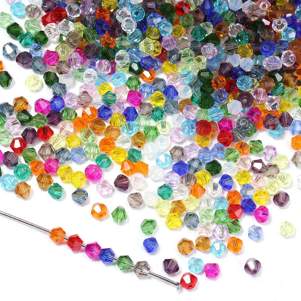 200 Stück 4 mm große österreichische Bicone-Kristallperlen, bunte facettierte Glasperlen für die Schmuckherstellung, DIY-Armband, Halskette, Zubehör