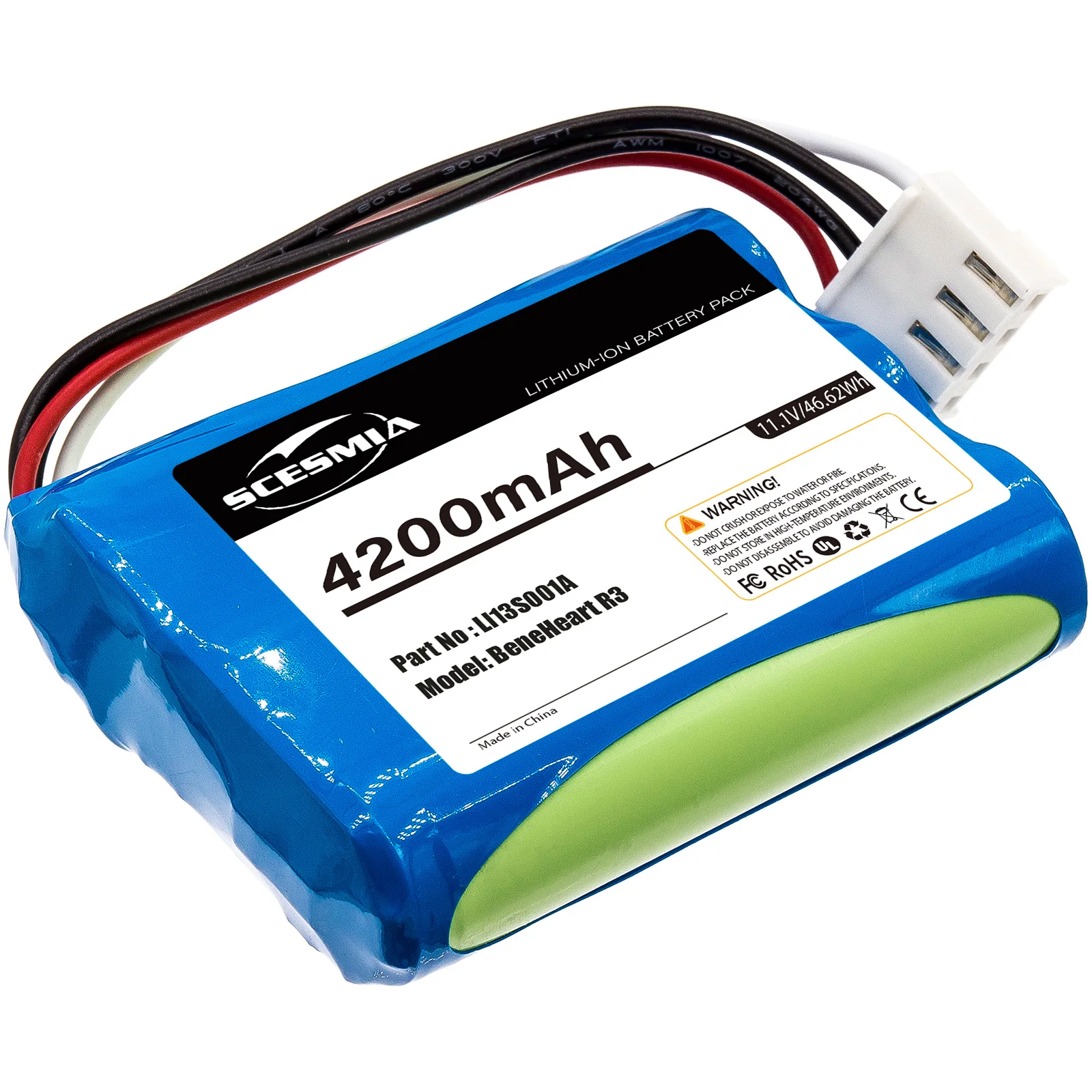 4200mAh Battery for Mindray LI13S001A 3ICR18/65 Compatible with UMEC6 UMEC7 UMEC12 UBECONN C9 BeneHeart Medical Equipment