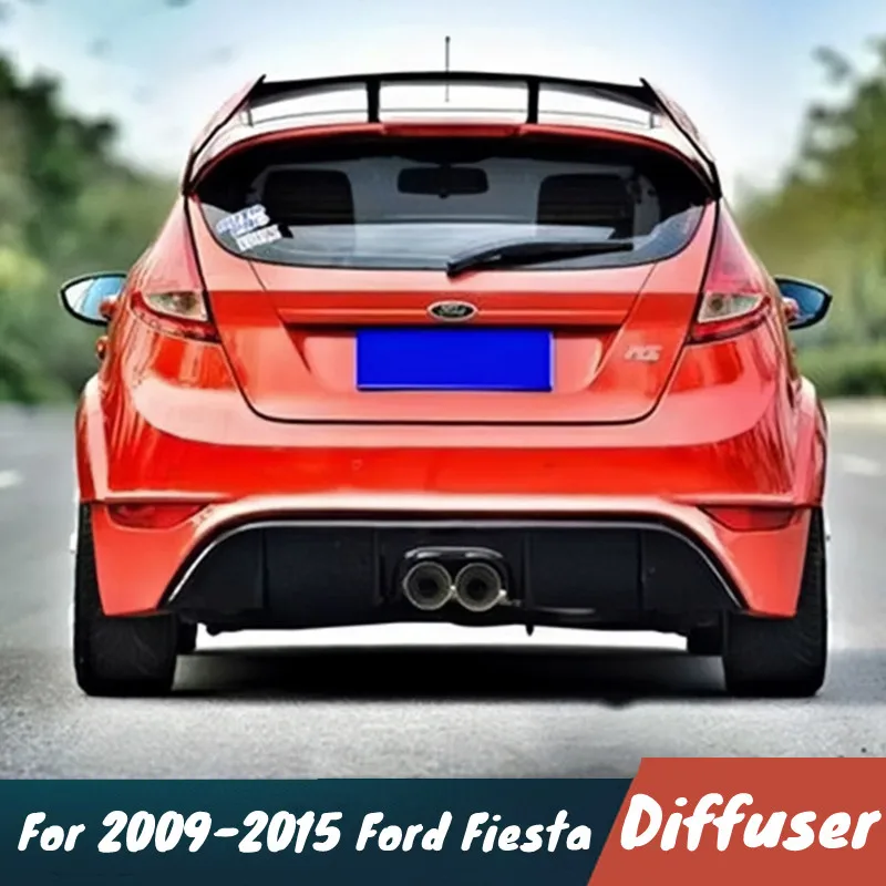 Für 2009-2015 Ford Fiesta Standardversion Auto Heckstoßstange Schwarzer Auspuff-Diffusor Spoiler Karosserie-Kit Exterieur-Tuning Zubehör