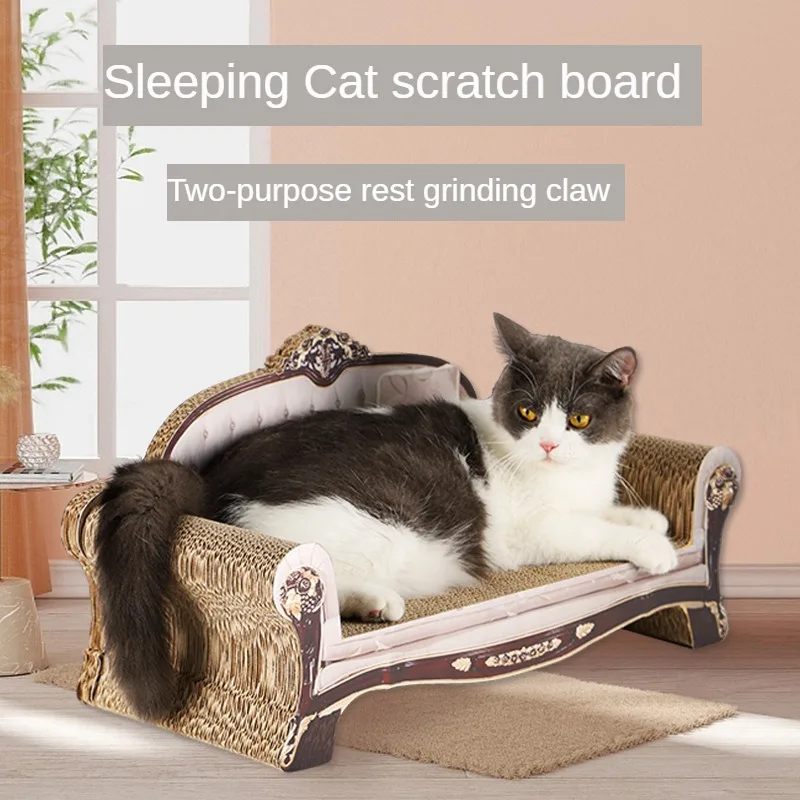 

Corrugated Cat Sofa Chaise Couch, Extra Large, One Pet Bed, Claw Board, Toy