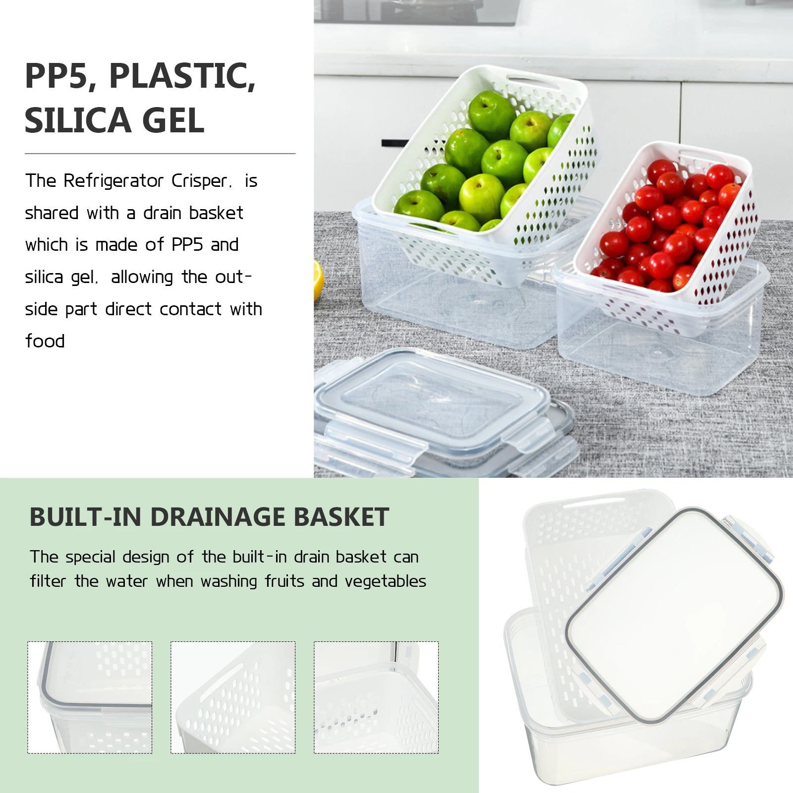 

Прозрачный холодильник, корзина для фруктов с крышками, герметичный контейнер для пищевой безопасности