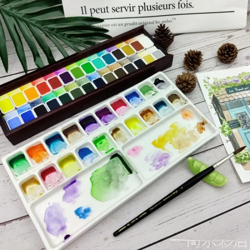 20-grid Watercolor Palette Non-slip Bottom Ceramic Paint Box Palette Dish School Art Supplies Children's Painting Graffiti Tools