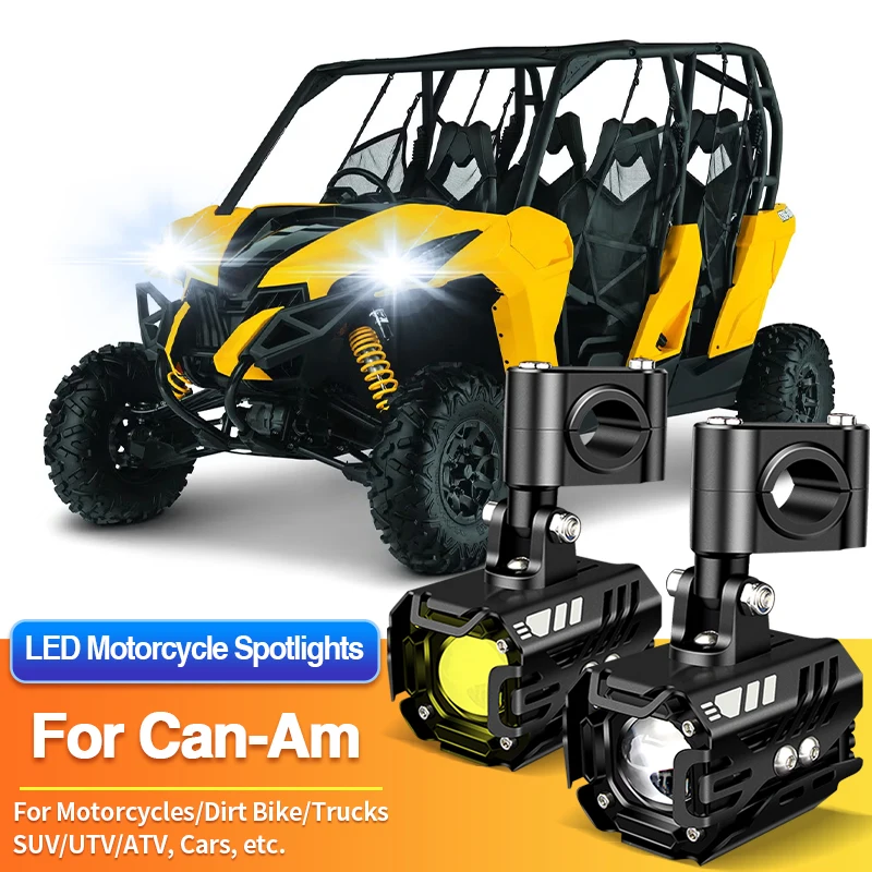 

1/2PCS LED Universal Motorcycles Headlight Dual Color Fog Light UTV ATV for Can-Am Commander Max/DS70/DS90/DS90 X/Defender Max