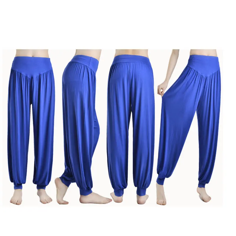 Novas calças de yoga primavera verão modal bloomers calças de pista feminina vestido de dança quadrada solto calças tamanho grande