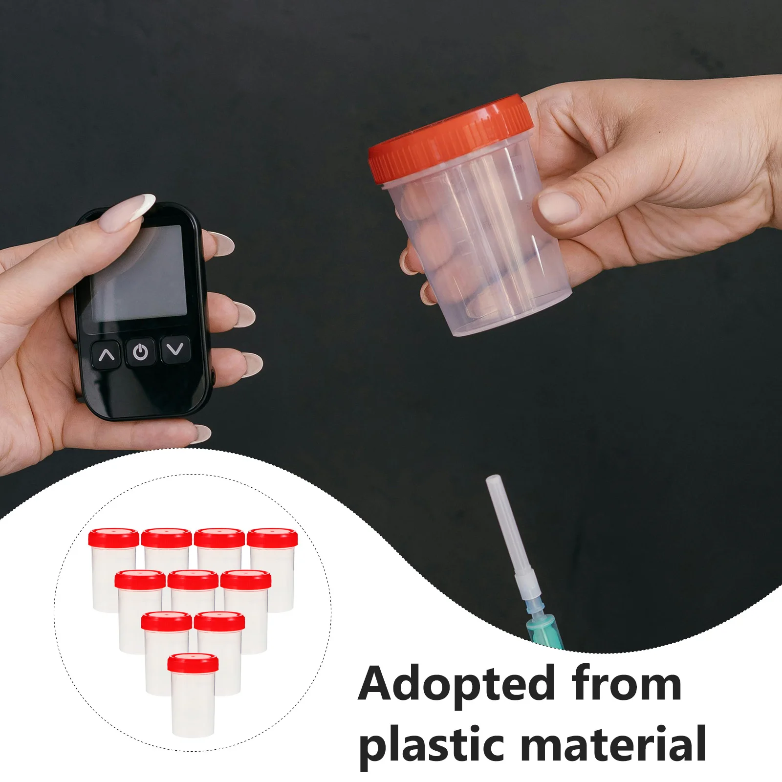 15pcs 60ML Medical Sample Cups Urine Collection Specimen Pee Containers Lids Measuring Units Plastic Hospital Doctor