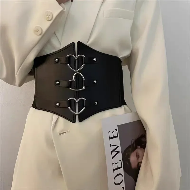 Women Corset Belt Extra Wide Waist Wrap Circle Heart Elastic Elastic Belt Decorative Shirt Coat Cummerbunds Apparel Accessories