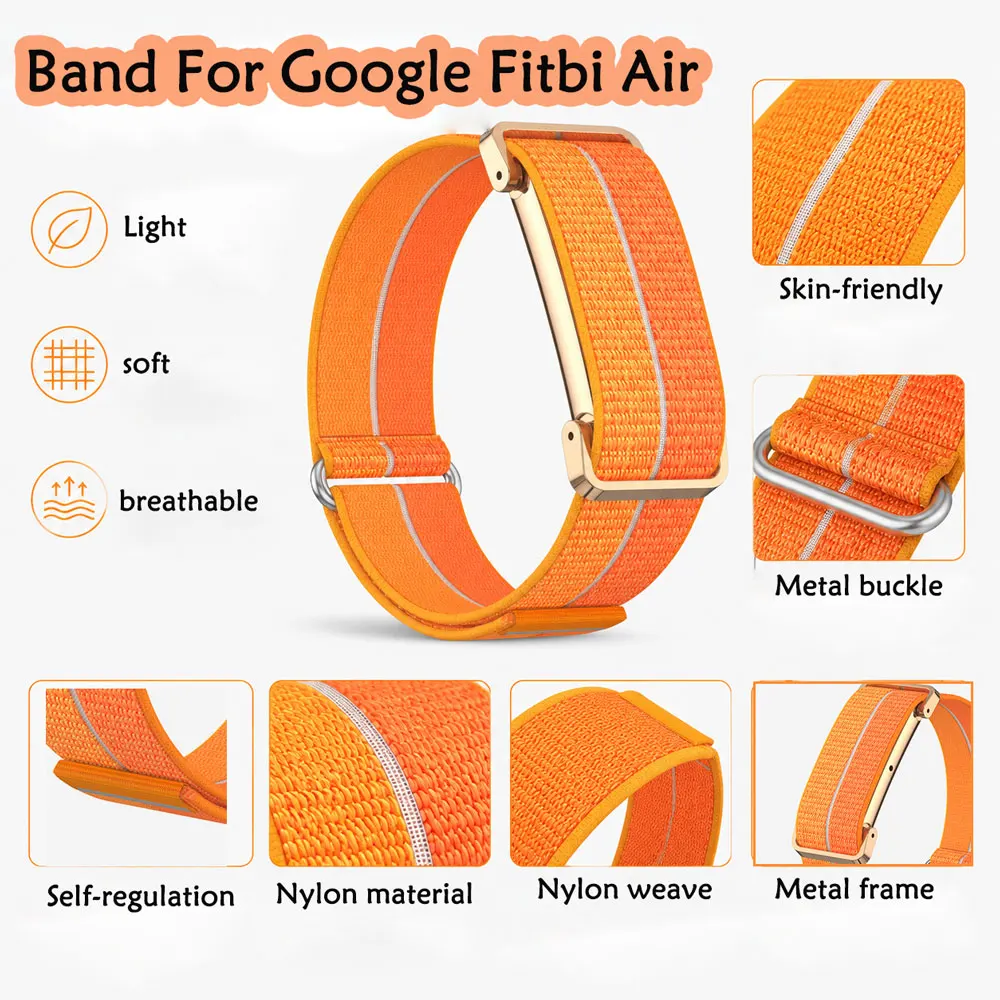 Nylon-Uhrenarmband für Google Fitbit Air, weich und hautfreundlich, verstellbares, atmungsaktives Ersatzarmband für Google Fitbit Air