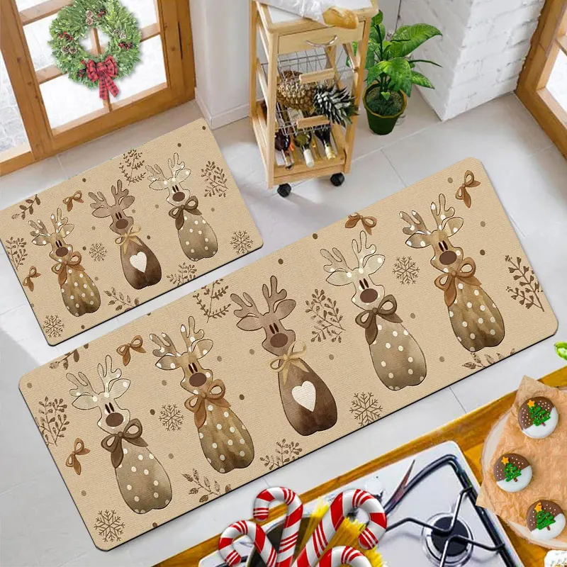 

Christmas kitchen rug, made of flannel, soft and comfortable, washable, suitable for bedroom and dining room