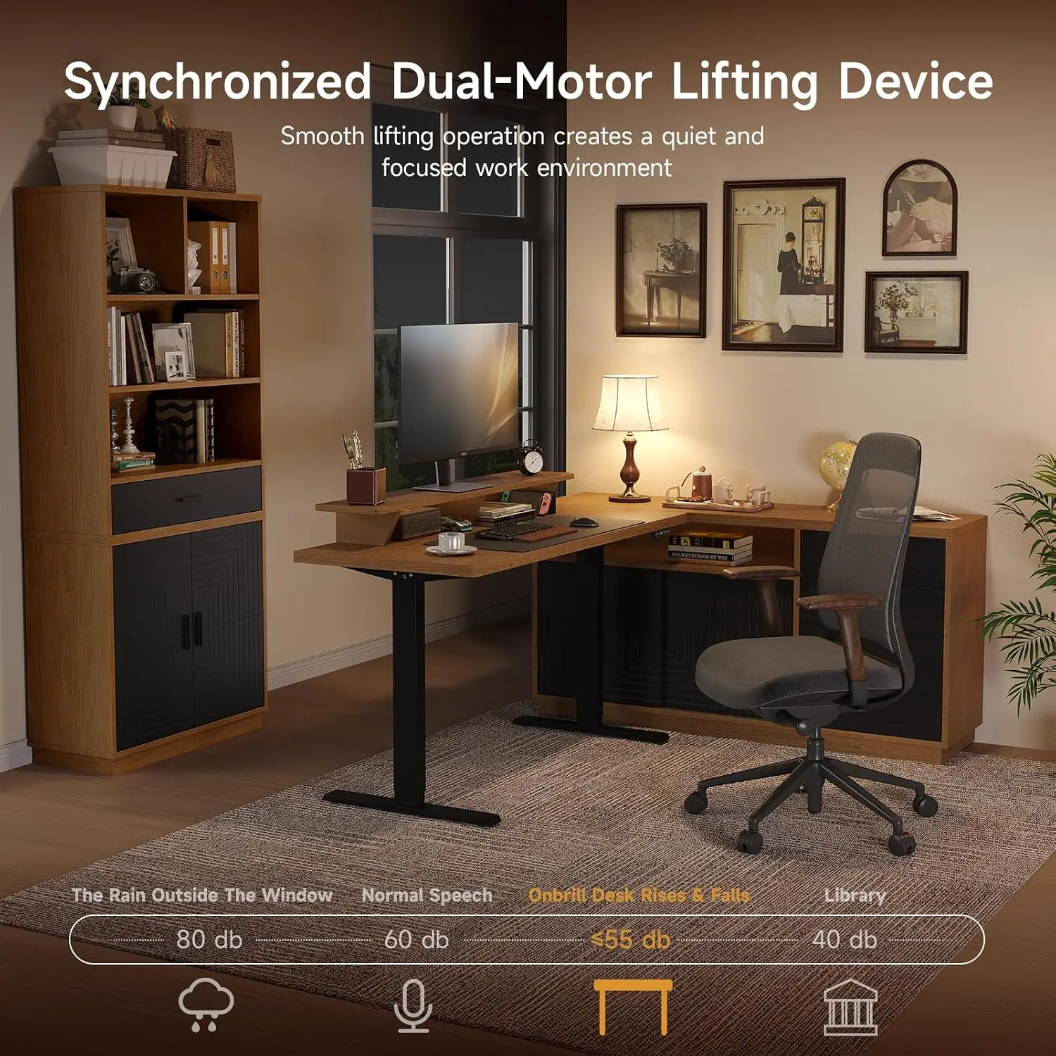 Modern Executive Desk & Table Set Oak Brown Home Office Furniture, Customized