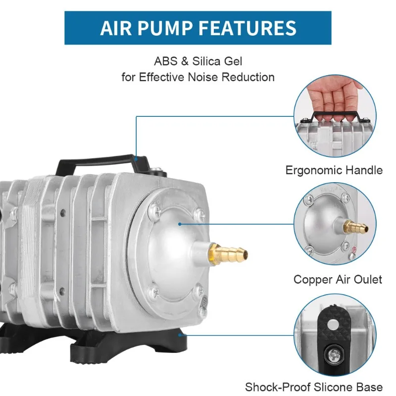 ACO Series Oxygen Pump High Power AC Electromagnetic, Air Pump Fish Pool Oxygen Pump Air Compressor