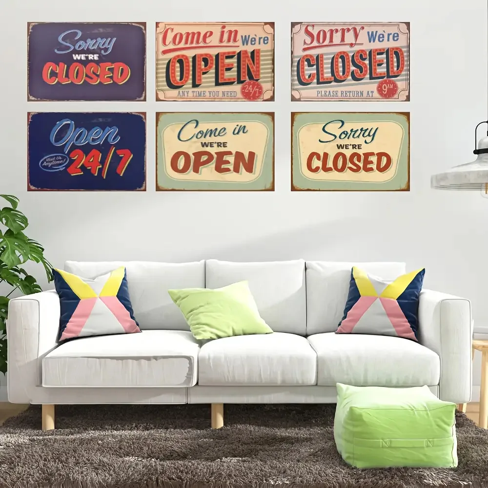 6pcs Vintage Metal Signs Wall Decor- 