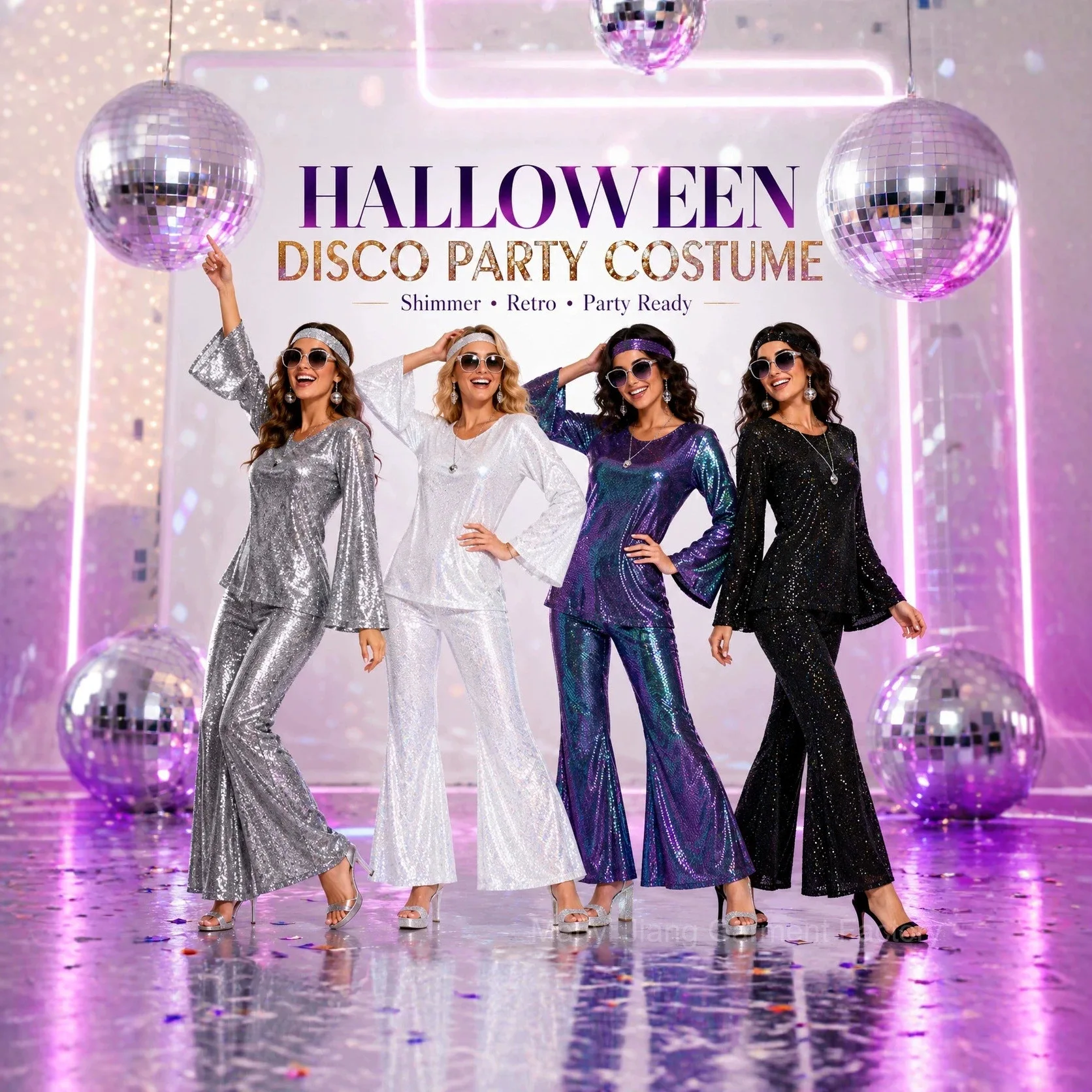 Peluca de Lentejuelas para Actuaciones de Halloween, Estilo Disco de los 70, para Hombre y Mujer, con Aretes y Gafas Hippies, 10 Colores