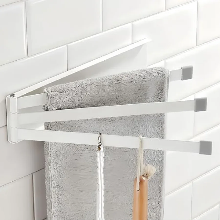 

Small Swivel Foldable Towel Rack, 24cm 9.45 in Rotating 3-Arm Towel Bar Rod, Space Saving Wall Mounted Holder, Stainless Steel