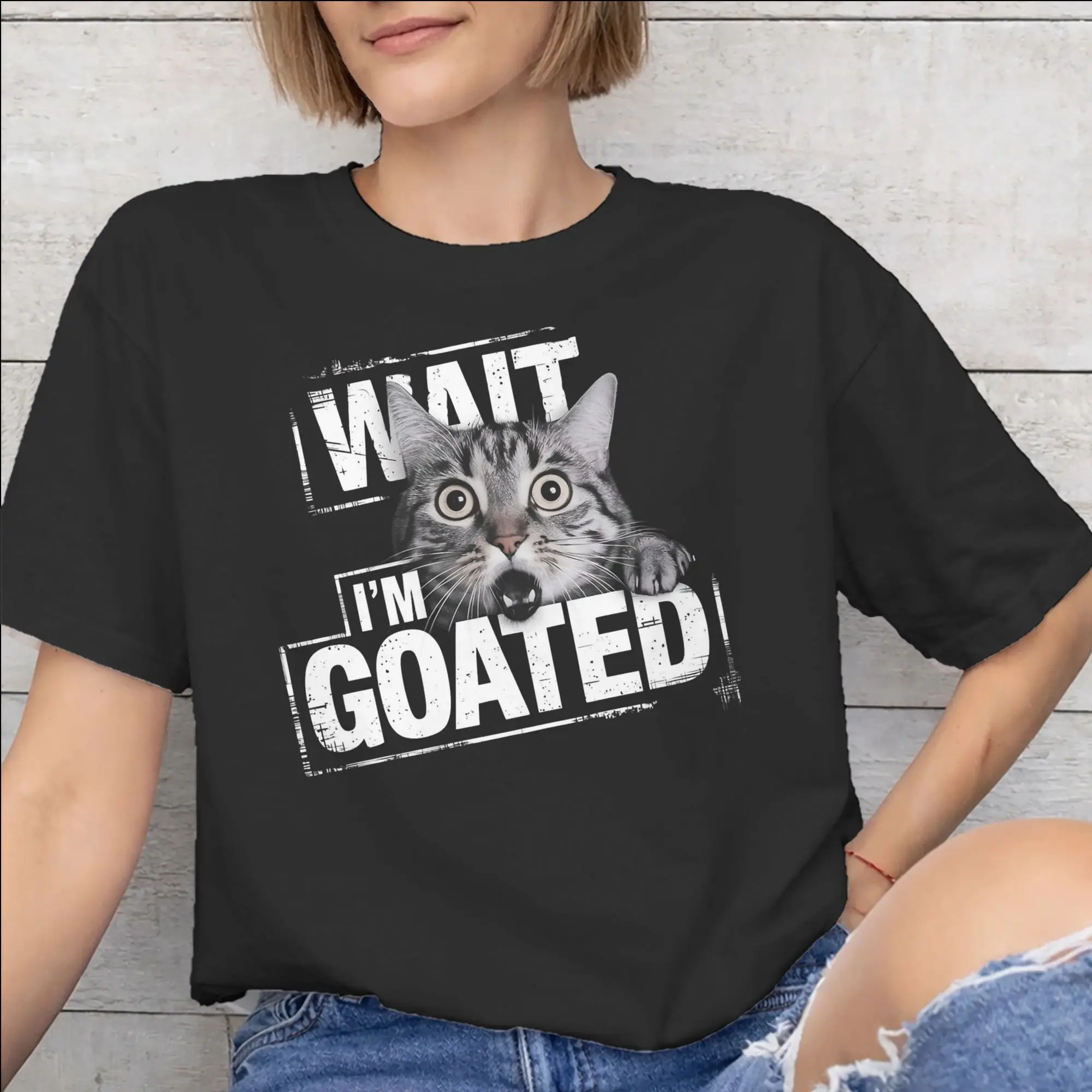 Wait I'M Goated Funny Meme Tee Shirt for Men Women Printed T Shirts  Cotton Clothing