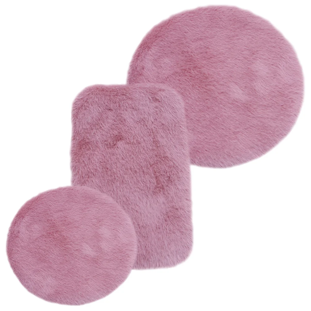 3 Pcs Plush Rug Set Carpet Decor Miniature Rugs Miniature Floor Mat Landscape Adornments Mini House Accessories Mini House