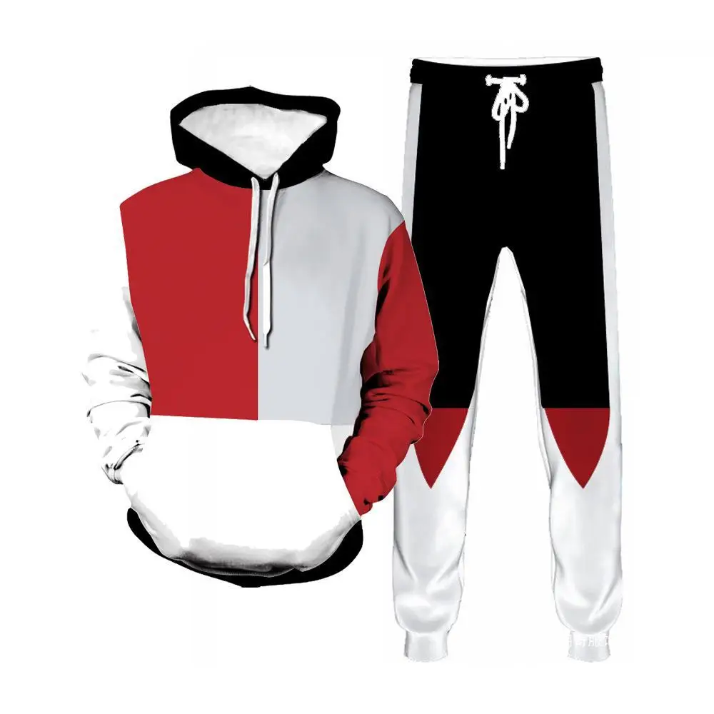 

High Quality New 3D Printed Men's Hooded Sports Set Casual Plus Size Hoodie Set for Men