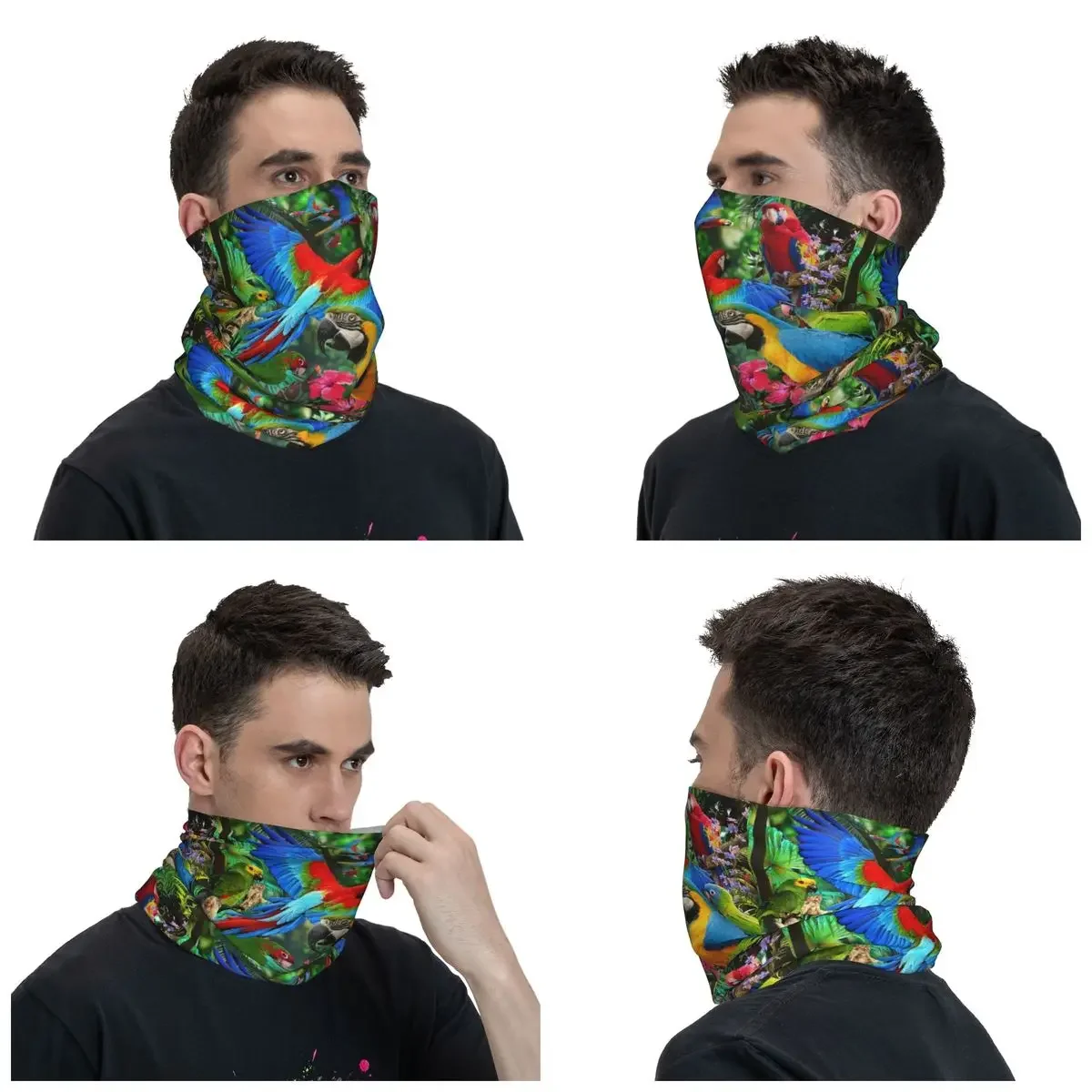 Cute Tropical Parrots Birds Winter Headband Neck Warmer Men Ski Running Tube Scarf Cockatiel Macaw Parrotlet Face Bandana Gaiter