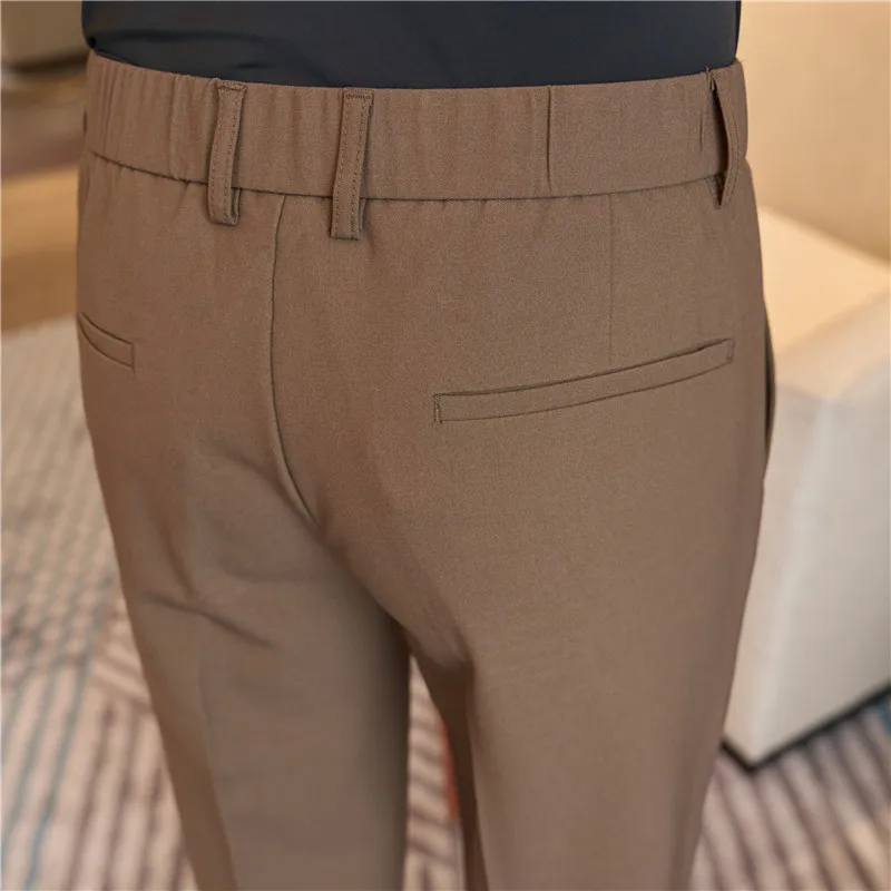 2024 primavera moda Slim Fit pantaloni da uomo Business Casual pantaloni da ufficio di alta qualità confortevole elastico in vita abbigliamento da