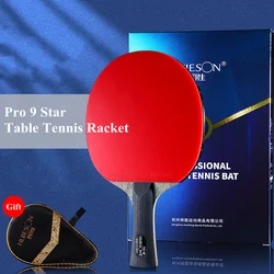 Huieson Pro 9 Star Table Tennis Racket 7Ply ALC Double Pimples-in Rubber Ping Pong Paddle FL CS Handle with Case