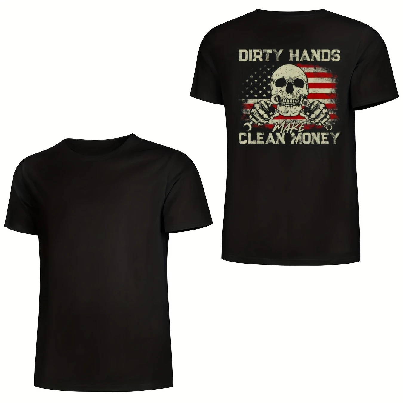 Retro American Flag Skull And Crossbones Design T-Shirt 100% Cotton O-Neck Short Sleeve Summer Casual Mens T-shirt Streetwear