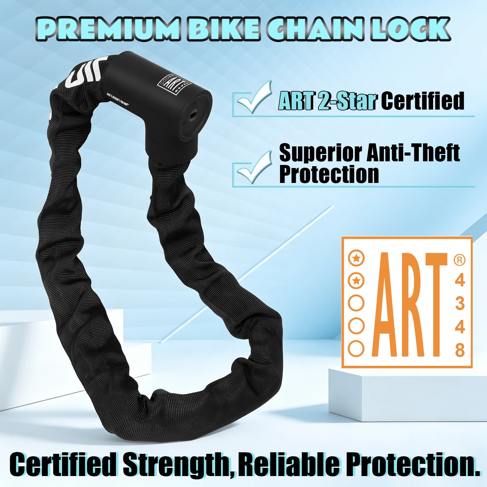 

1M Bicycle Lock Zinc Alloy Core Bike Chain Lock for Mountain Road Bike Locks ART 2 Star Safety Bike Chain Locks Cycling Parts