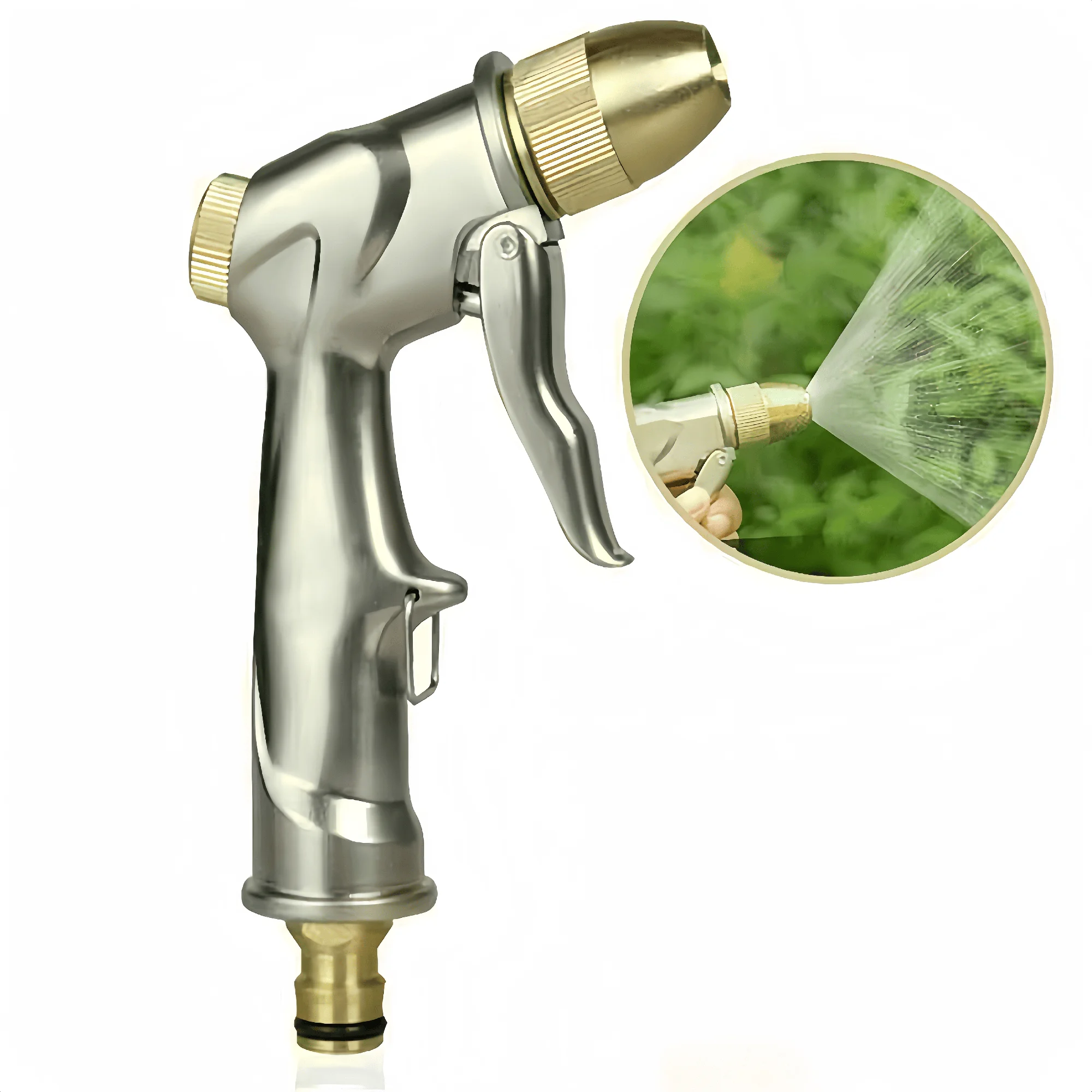 High-Pressure Brass Nozzle Water Gun Garden Hose Sprayer for Lawn Watering Car Washing Multi-Purpose Cleaning Tool