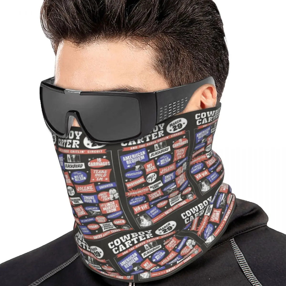 Beyonce Cowboy Carter Tour Multifunctional Elastic Neck Gaiter Wind Proof Face Cover Bandana Unisex for Cycling Climbing Fishing
