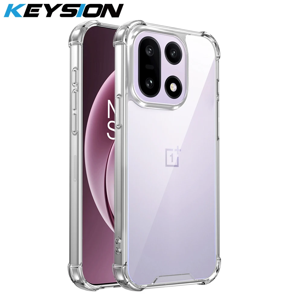 

KEYSION Four-Corners Shockproof Transparent Case for OnePlus 15 5G Soft TPU+PC Clear Phone Back Cover for OnePlus 1+ 15
