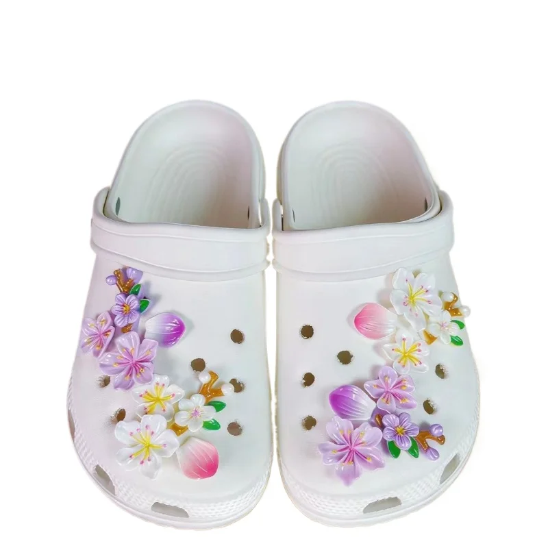 Whole Set Hot Sale DIY Hole Shoes Charms for Sakura style Handmade Charms Designer Quality Garden Shoe Decoration Girl Gift