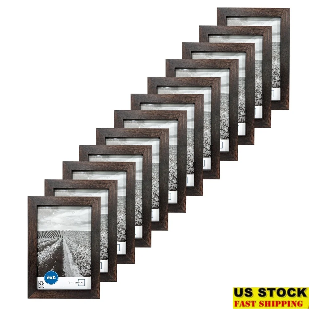 

4 Pack 4x6 Brown Picture Frames Set of 3 Durable Gallery Frame Tabletop Display or Wall Hanging Multifunctional Photo Frames