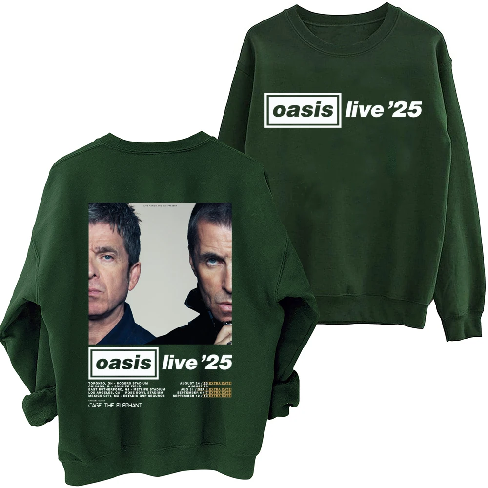 Oasis-Live 25 Tour Sweatshirt Man Woman Harajuku Round Neck Long Sleeve Oversized Sweatshirts