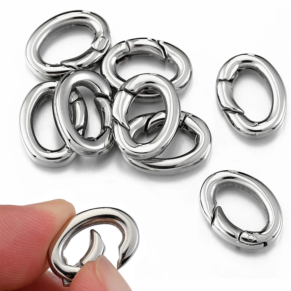 

1pc Stainless Steel Spring Buckle Lobster Clasp Oval Ring Carabiner Connector for Jewelry Making Keychain Keyring Pendants DIY