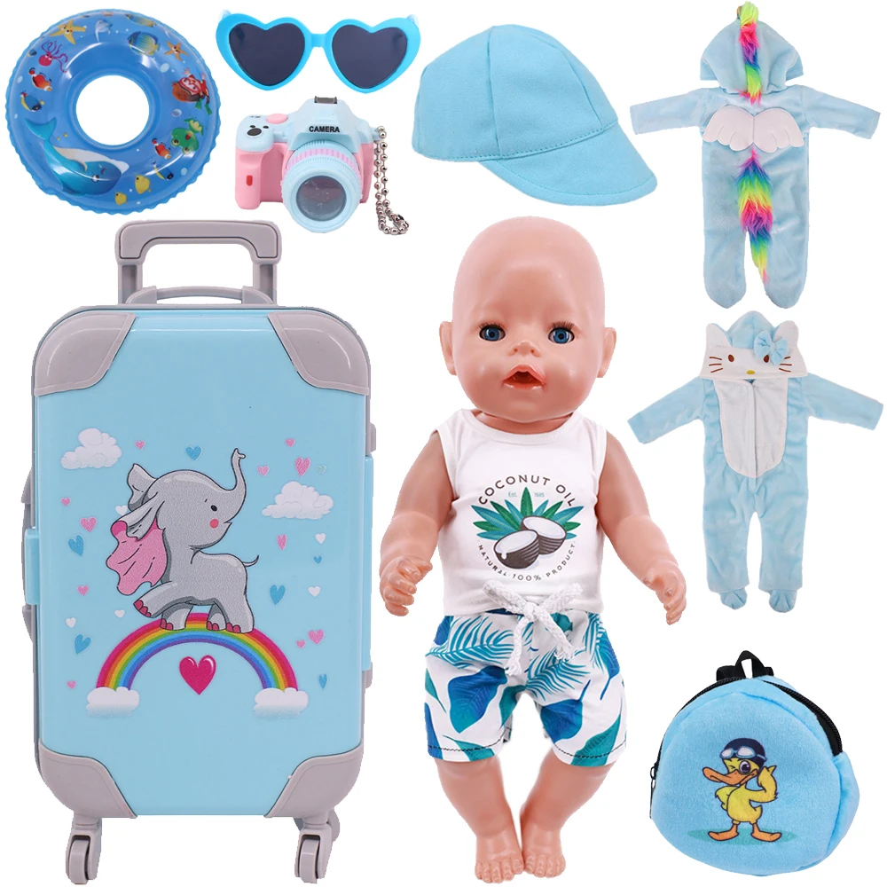 Reborn Doll Clothes Travel Suitcase Jeans Fit 46cm New Born Baby Doll Toys For Children Reborn Dolls Our Generation Accessories