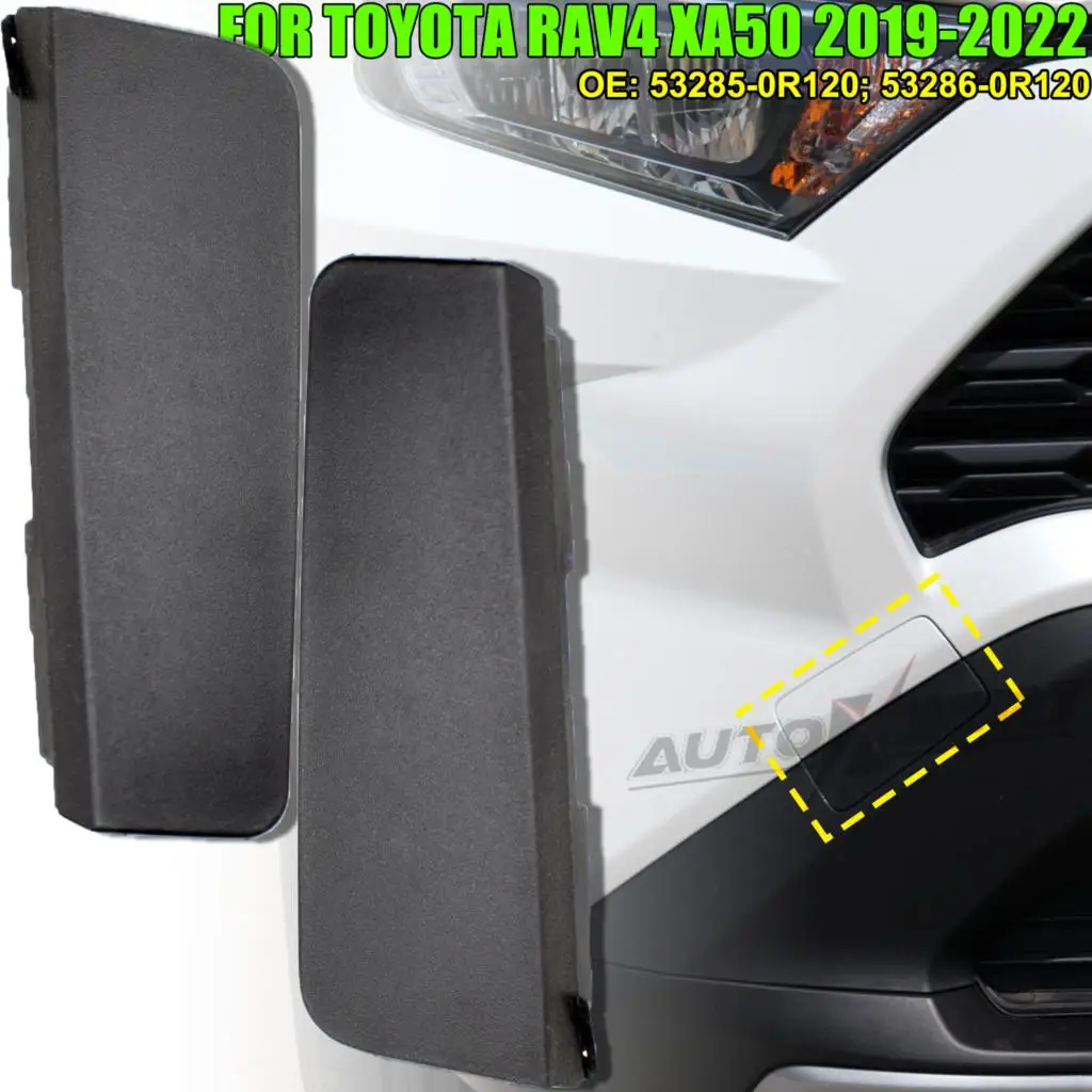 2pcs Front Bumper Tow Left Right Hook Cover Cap For Toyota RAV4 XA50 2019-2022 Black Towing Hook Caps 53285-0R120 53286-0R120