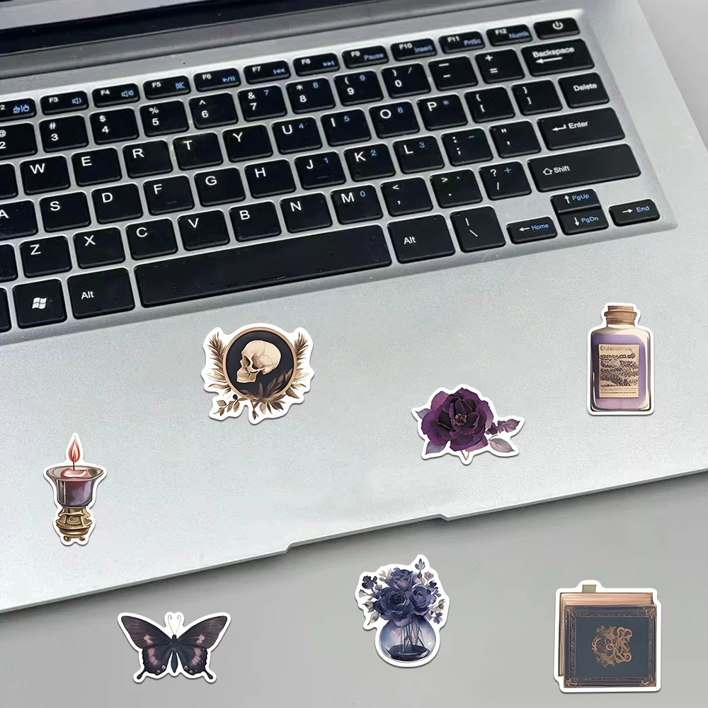 50개 다크 아카데미아 스티커, 미적 다크 아트 물병 비닐 방수 데칼 (불렛 저널, 노트북, 스케이트보드, 기타용)