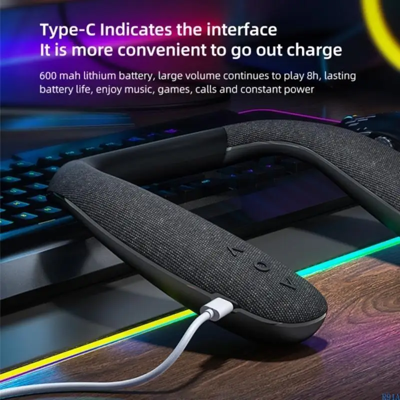 R91a-Clueooth-совместимый беспроводной динамик шеи 3D стереоэры звучит низкая задержка для игрового телевидения