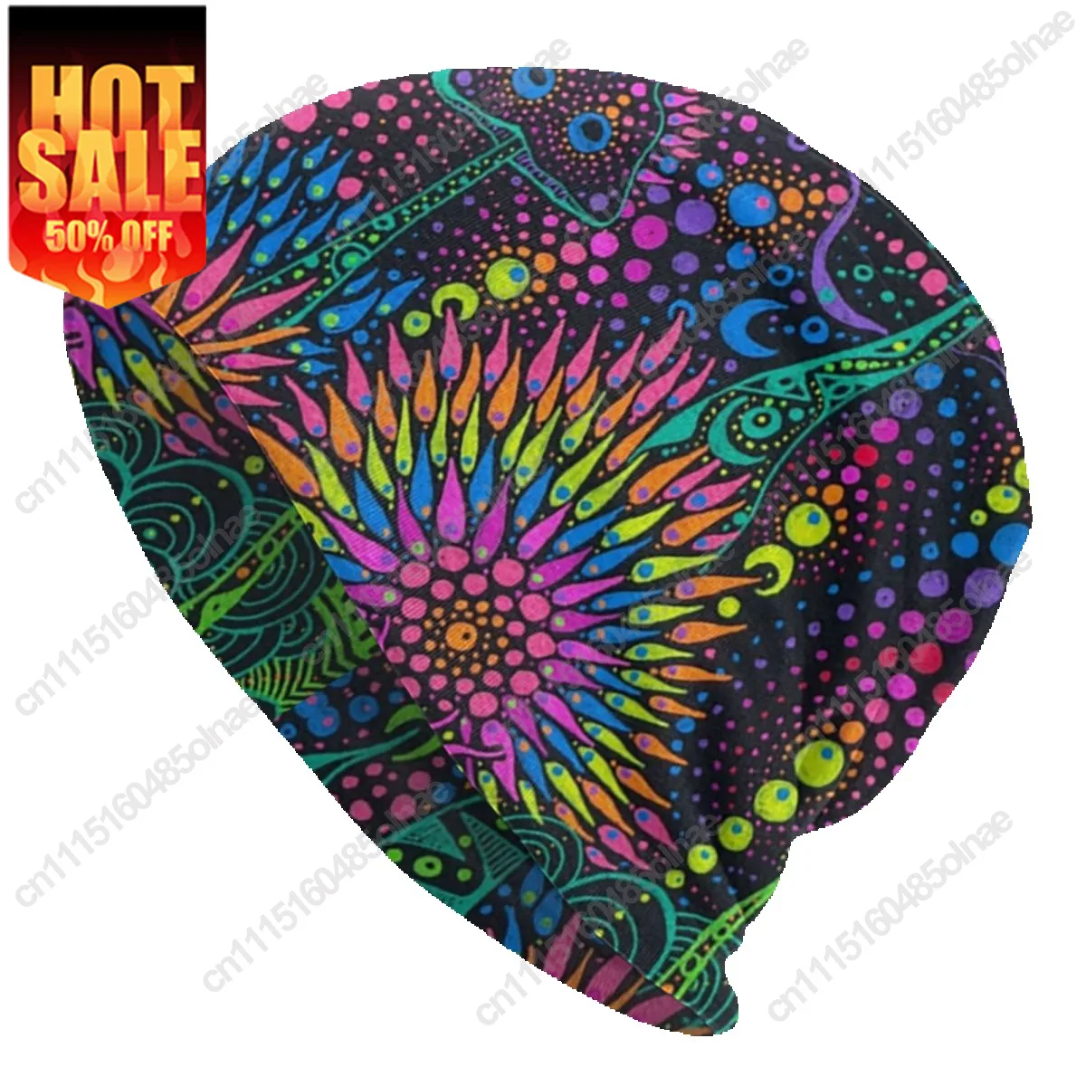 Magic Mushroom Moonrise Trippy Psychedelic Neon Pastel  Goth Skullies Beanies Caps Winter Warm Knitted Hat Adult Bonnet Hats
